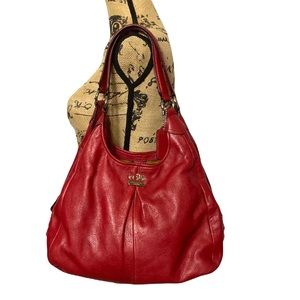 Coach Red Leather Ashley Signature Satchel